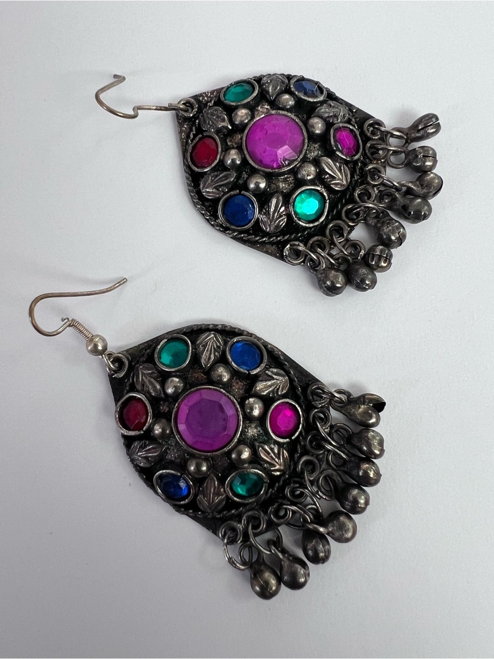 Pier 1 imports earrings 90s vintage India huge colorful statement dangle costume - Picture 4 of 6